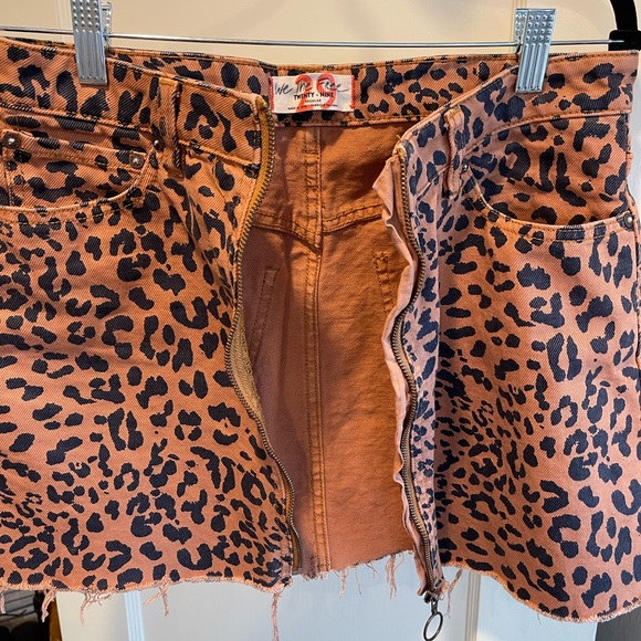Free People Burnt Orange Leopard Denim Skirt - Picture 6 of 11